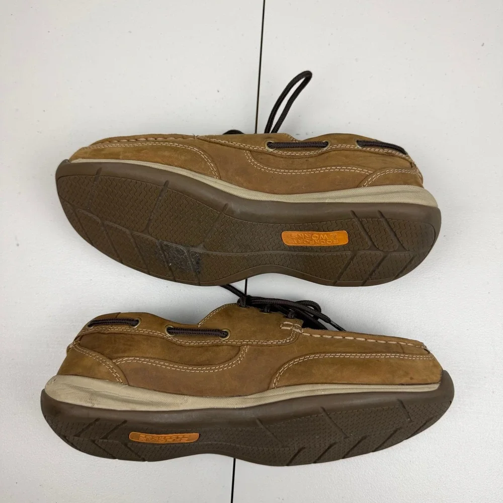 Rockport Works RK6736 Men's‎ 10.5 M Brown Leather EH Steel Toe Boat Shoes